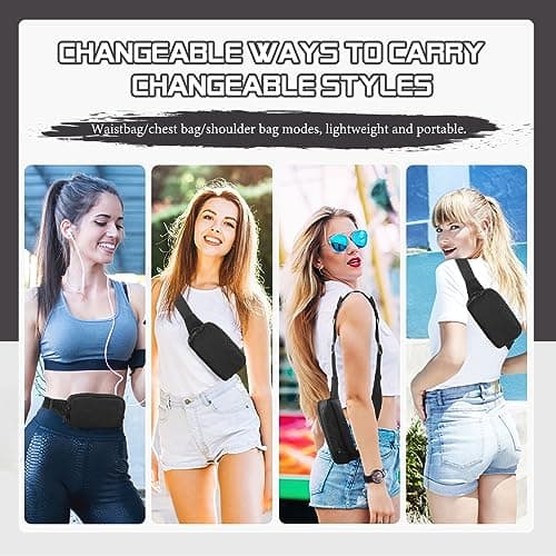MoKo Fanny Packs for Women Men, Running Waist Packs, Belt Bag, Black — view 6
