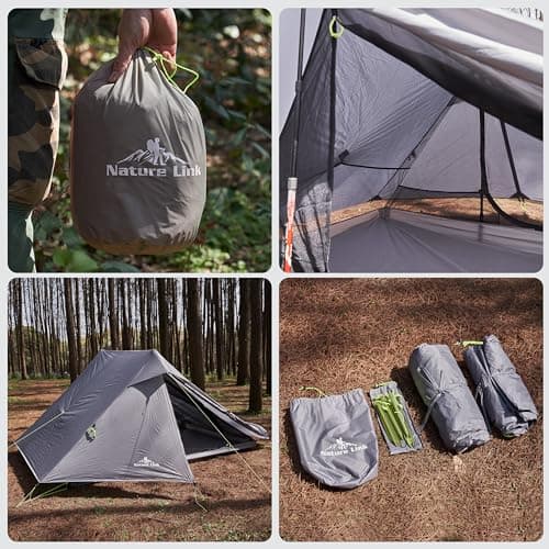 Nature Link Altair Two Ultralight Backpacking Tent, Waterproof Sil Nylon, Double Wall, 2 Person Trekking Pole Tent, 3 Season, Compact, Ultralight Shelter for Backpacking, Camping, Thru Hiking — view 6