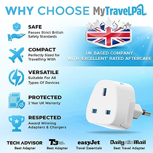 MyTravelPal UK to Switzerland Plug Adapter | UK Safety Standards | Type J — view 4