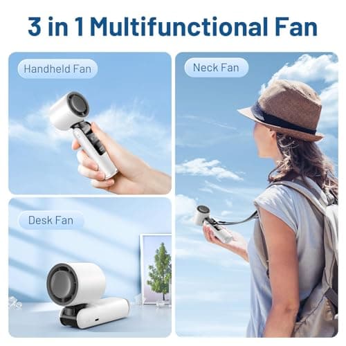 Nexalithix Handheld Turbo Fan with Ice Cooler, Portable Refrigerated Fan with Digital Display, 100-Speed Mini Turbo Fans for Outdoor Camping Travel Home Office (White) — view 4