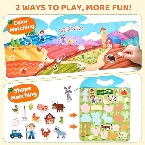 JoyCat 3 Pack Reusable Sticker Books: Farm, Pizza-Making, Weather — view 5