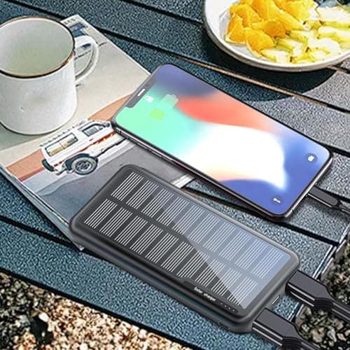 Portable Phone Charger, 10000mAh Solar Bank, Slim Charging Device, Lightweight Battery Pack, Ideal for Backpacking, Hiking, Travel, Outdoor Activities, 5.59x2.72x0.67in — view 3