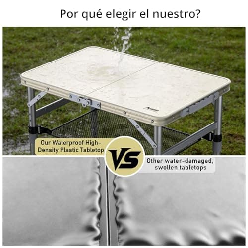 Anbte 2ft Small Folding Camping Table, Waterproof Plastic Tabletop, 58x40cm — view 6