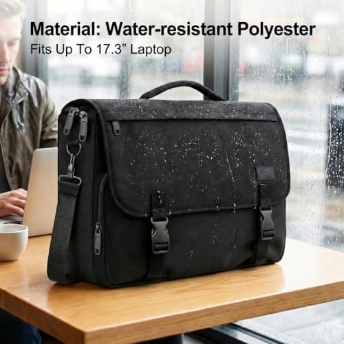 MATEIN Messenger Bag for Men, 17.3 Inch Laptop Satchel Briefcase, Black — view 3