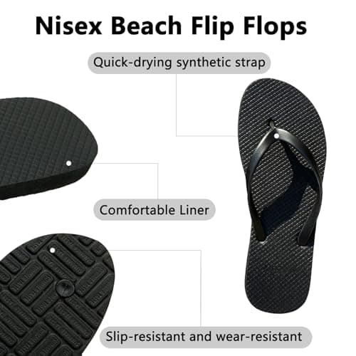 LXEASYGO Unisex Summer Flip Flops Beach Flatform Rubber Flip Flops Slip-Resistant Shower Swimming Pool Shoes ((BlackA, Adult, Men, 8, Numeric Range, UK Footwear Size System, 9, Medium) — view 6