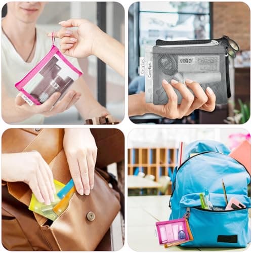 Nylon Makeup Bag Cosmetic Pouches Travel Organizer Case for Purse Diaper Bag Home Organizing Striped Multi Size, Mix 8 Colors, 8 Pack Mini 8 Colors, Fashion — view 6