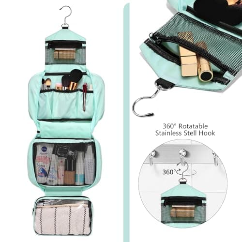 homchen Hanging Toiletry Bag Travel Kit for Men Women, Upgrade Large Capacity Wash Bag Makeup Bag with 4 Compartments, Foldable Compact Size — view 2