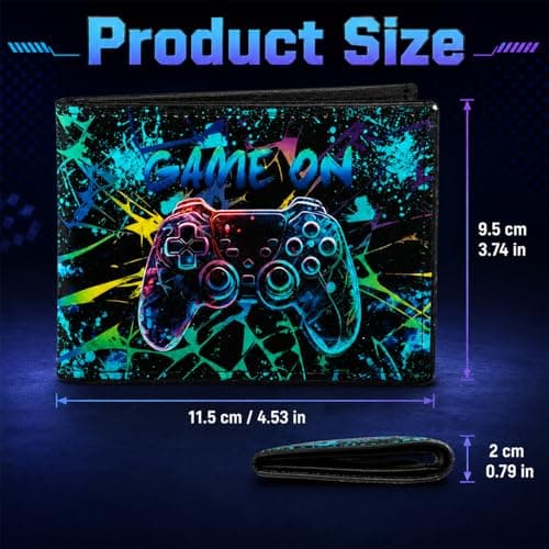 Fakcrkun Gamer Kids Wallet for Boys Teens, RFID Blocking Boys Wallets for Kids 9-12, PU Leather Bifold Wallet Kids with Coin Pocket for Christmas Birthday Children's Day — view 2