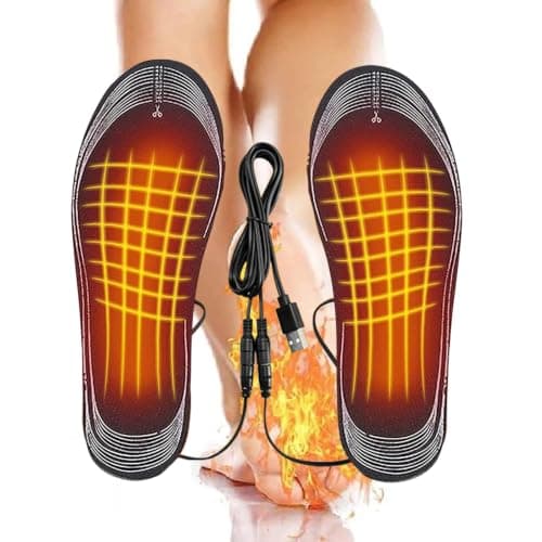 Heated Insoles, USB Powered Foot Warmer, Winter Warm Feet Heater Shoe Insole for Hunting Hiking Camping Fishing, Thermal Sole Washable to Cut for Men and Women (EU 35-45)