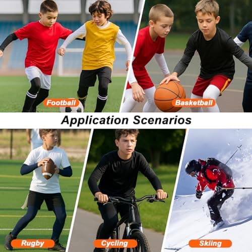 HYCOPROT Youth Boys Thermal Underwear Set Kids Long Johns Base Layer Fleece Lined Compression Shirt Leggings Pants Girls Thermals Winter Top and Bottom Sets Children's Warm Cold Weather Gear White — view 6