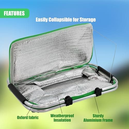GEEZY Mint Green Cool Bag – 35L Large Insulated Picnic Basket, Folding Cooler Box with Sturdy Aluminium Frame & Strong Handles, Ideal for Camping, Shopping, Outdoor Use – Versatile & Durable — view 3