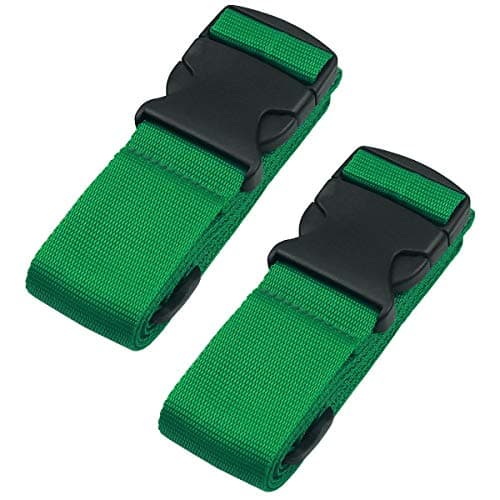 Heavy Duty Luggage Straps for Suitcases Packing Belts Travel Accessories Adjustable Bag Strap 2 Pack (Deep Green)