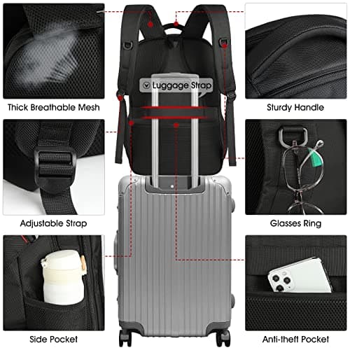NEWHEY Laptop Backpack 17.3 Inch with Insulated Lunch Compartment and USB Port Waterproof Cooler Bag TSA Friendly Travel Picnic Backpack for Men Women Business Work School Black — view 6