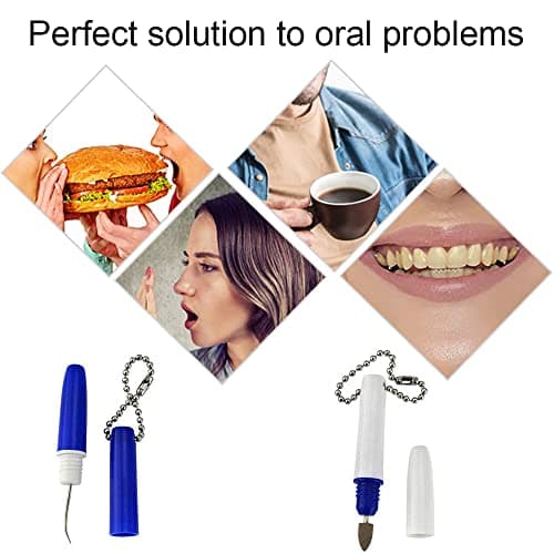 MANXIYECHEN 2 Pcs Mini Travel Dental Cleaner, Portable Stain Erasers with Chain Tooth Pick Interdental Picks, Blue, White — view 6