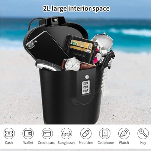 Dzqad Portable Beach Safe Box, Traveling Portable Safe Box, Anti-Theft, 3-Digit Combination Lock, 2L Large Capacity Storage Box For Beach Safe, Travel, Personal Items — view 4