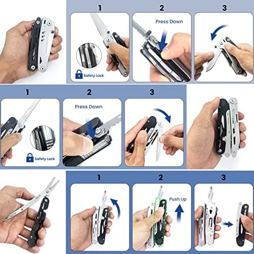 HONZIN Multitool Pliers 12 in 1 Stainless Steel Multi Tool Foldable Pliers with Scissors Screwdriver Kits Bottle Opener, Stainless Steel Multitools for Outdoor Camping Hiking, Gift for Men — view 5