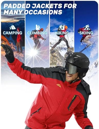 TACVASEN Skiing Jackets Men Waterproof Snowboarding Fleece Thermal Jacket Casual Outdoor Soft Shell Jackets with Zipper Hood Sportswear Red — view 2