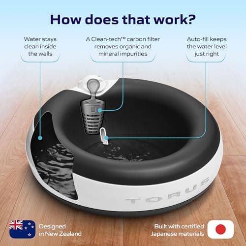 Torus Pet Portable Cordless Water Dispenser | 2-Liter | Fresh Filtered Water | Healthy & Hygienic Pet Water Dispeners | for Larger Dogs and Multi-Pet Homes - Charcoal — view 4