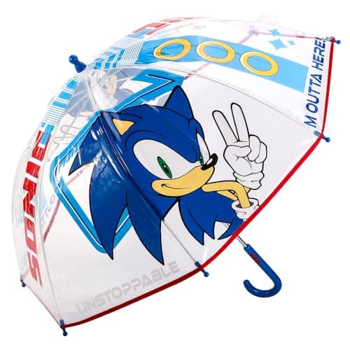 Sonic The Hedgehog Kids Clear Dome Umbrella Transparent See-Through Canopy