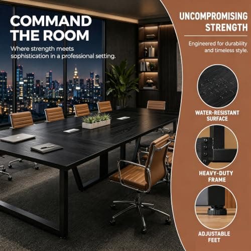 8FT Conference Table with V-S Cable Box Black 2-Pack | Seats 8-10, 1500lb Capaci, 94.5"x47.2", Slish Design, Multiple Colors Available, Perfect for Meetings & Events. — view 4