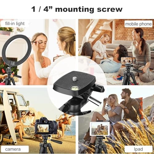 CAMBOFOTO Portable Tripod for Live Stream134cm/52.75in Aluminum Lightweight Tripod with Phone Holder for Camera and for iPhone and Other Android Smartphones … — view 5