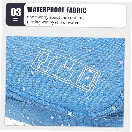 OSOLADY Waterproof Electronic Organizer Bag for Travel Three-Layer Cable Storage Pouch Zipper Sturdy Polyester Accessory Case for Cords Chargers and Adapters Sky-blue — view 6