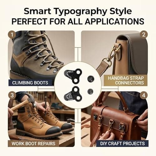 Shoelace Hooks for Boots, Durable Alloy Boot Hooks with Rivets for Quick Lacing Climb Hiking Shoes Work Outdoor Mountaineering Boots(#8) — view 2