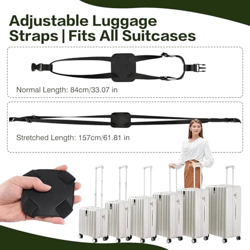 IONEKIUK 2 Pack Luggage Straps Adjustable Suitcase Connector Belt Black — view 2