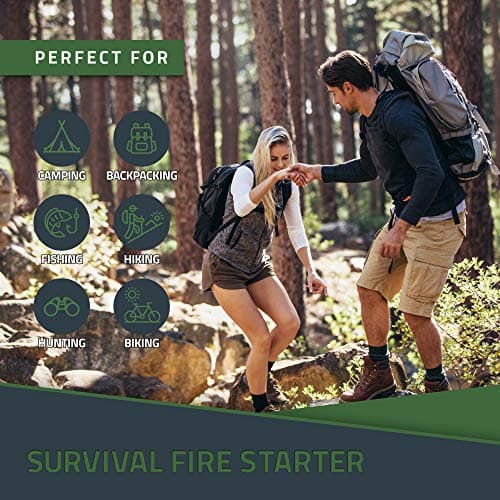 RKR OUTDOOR Ferro Rod Flint Fire Starter Kit with Handcrafted Wood Handle |12,000+ Strikes | Survival Flint and Steel Rods with Multi-Tool Striker and Paracord Neck-Wrist Lanyard for Your Camping Gear — view 3