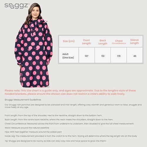 Snuggz Adult Polka Dot Rain Poncho, Lightweight Waterproof Hooded Rain Coat — view 6