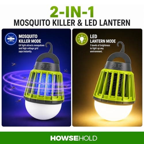 Mosquito Repellent Lamp, 2 in 1 Lantern and Bug Killer, USB Rechargeable, Portable Camping Light for Camping, Campervan and Motorhome — view 2