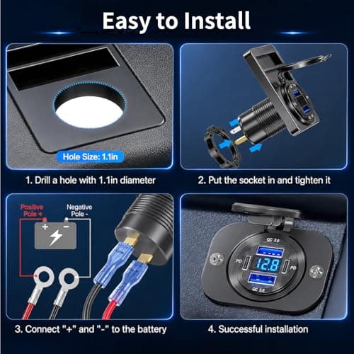Linkstyle USB Car Charger Socket, Dual 30W PD3.0 & 18W QC3.0 Fast Charging — view 5