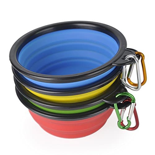suyi Collapsible Dog Silicon Bowl,Foldable Expandable Cup Dish, for Pet Cat Puppy Food Water Feeding Portable Travel Bowl,with 6 colors(Blue,Orange,Red,Rose,Green,Yellow) — view 3