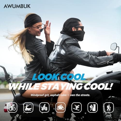 Awumbuk 6 Pack Multifunctional Headwear Neck Scarf Snoods for Men Face Mask Unisex Neck Gaiter Elastic Motorbike Face Mask Windproof Bandana for Cycling Sports Outdoors Running Hiking Outing — view 2