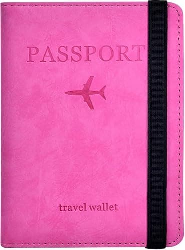 AlezyB 1X Pink RFID Passport Holder Cover & Travel Wallet, RFID Blocking Organiser for Tickets, Cash & Cards,Credit Cards Holder, Airport Essentials Passport Case for Men & Women, Travel Accessories