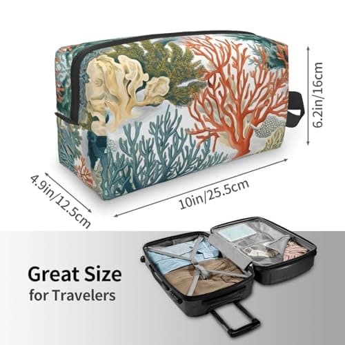 HSYOYO Travel Toiletry Bag for Women Men,Portable Hanging Toiletry Bag,Waterproof Dopp Kit Cosmetic Organizer,Large Capacity Shaving Bag Makeup Bag, Coral Sea, One Size — view 3