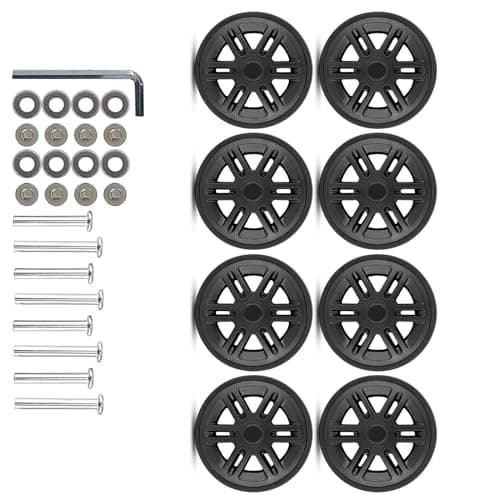 FACAILUO 8Pcs Luggage Replacement Wheels 60mm Double Luggage Wheels Rubber Suitcase Wheels Repair Kits Easy Installation — view 3