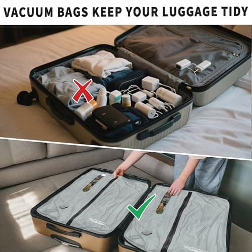 EULANT Vacuum Storage Bags for Travel, Reusable Vacuum Zipper Sealer Bag for Clothes, Compression Packing Cubes for Suitcases/Luggage/Backpack,With IPX8 Airtight Zipper & Waterproof & Space Saver — view 5
