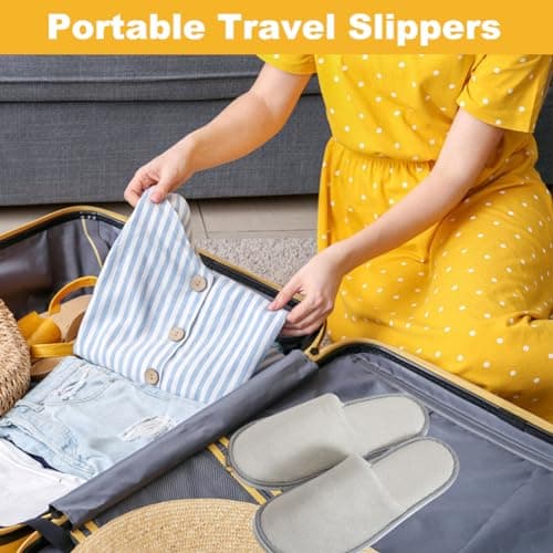 Cosysparks Portable Travel Slippers, Non-Disposable Hotel Slippers Reusable Spa Slipper Flight Slippers Anti-Slip Indoor House Slipper for Guests Travel Home Hotel Use — view 6