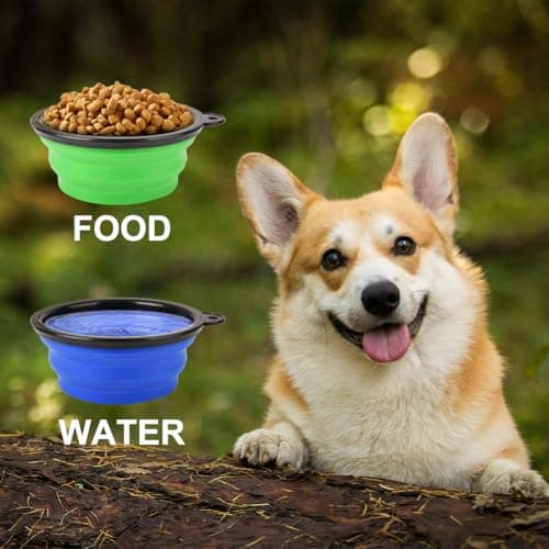 Adiwo 2PCS Collapsible Dog Bowl, Foldable Travel Bowl, Leak-Proof Dog Bowl, Pet Food Feeding Bowl, Portable, with Mountaineering Carabiner for Cats, Dogs and Pets, for Water and Food (350 ml) — view 4