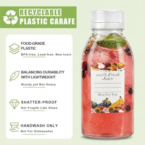 8 Pack Plastic Juice Bottles with Lids, 6.8Oz/200ml Sensory Bottles Empty — view 6
