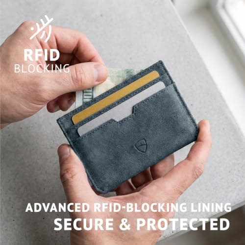 Vaultskin MOORGATE Slim Leather Credit Card Holder, RFID Wallet (Teal) — view 4