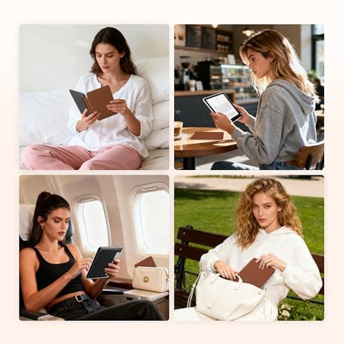 Litvana Detachable Magnetic Case for 7'' Kindle Paperwhite 12th Gen 2024 and Kindle Colorsoft Signature Edition, Slim PU Shell Cover Case with Auto Wake/Sleep, Brown — view 5