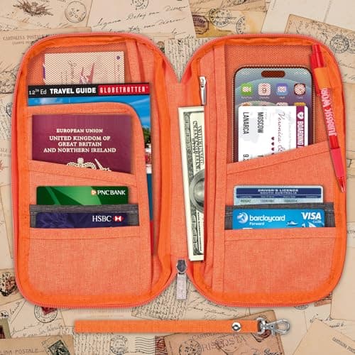 Vinsani Passport Holder Travel Wallet, RFID Blocking Document Organiser — view 2