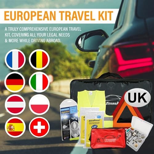 Xtremeauto European Driving Kit 2026 - European Car Travel Kit For France, Including Headlight Headlamp Beam Deflectors For Europe, Warning Triangle, Breathalysers & More, Driving In France Kit 2026 — view 2