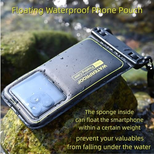 Waterproof Floating Phone Pouch Case, IPX8 Universal Waterproof Phone Pouch Dry Bag Holder for iPhone 16 15 14 13 12 11 Pro Max Samsung S23 Huawei Up to 6.8” for Vacation Beach Swimming — view 2