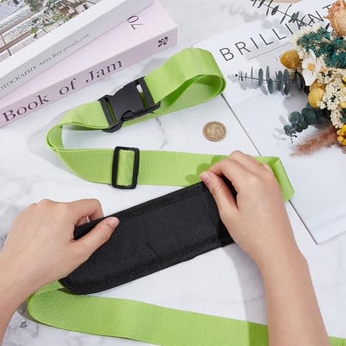 GORGECRAFT 100-189cm Shoulder Strap Replacement Universal Beach Chair Carrying Straps Scooter Adjustable Backpack Anti-Slip Shoulder Belt for Briefcase Laptop Messenger Crossbody Bag Luggage Green — view 3
