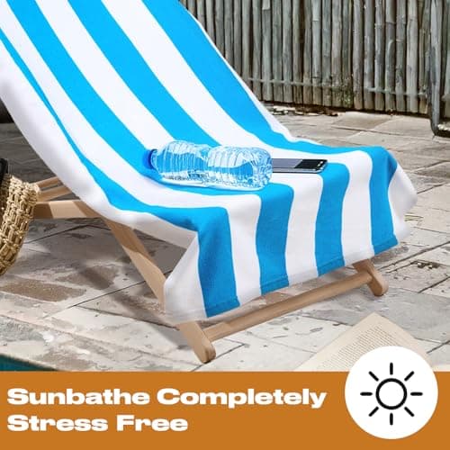 Dreamscene Large Beach Towel Blue & White Stripes, Soft Quick-Dry Lightweight Microfibre Beach Towel For Women & Men Swimming Towel For Holiday Essentials, 71x152cm — view 6