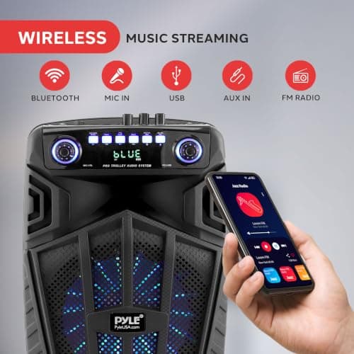 Pyle Portable Bluetooth PA Speaker with LED Lights, 10 inch — view 5