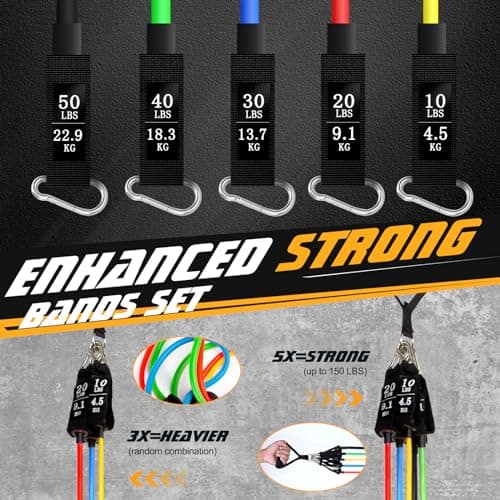 Resistance Bands Set with Handle, 5pcs Exercise Band for Men and Women — view 2